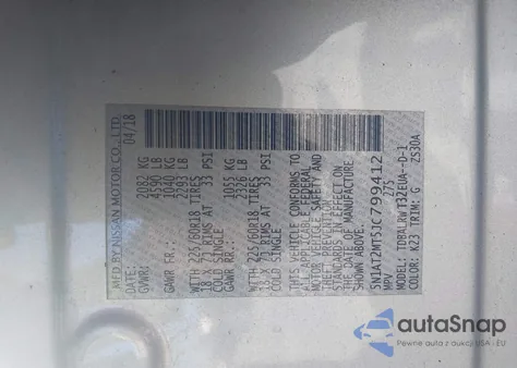 2018 Nissan Rogue Sl из США, поврежденный, VIN 5N1AT2MT5JC799412